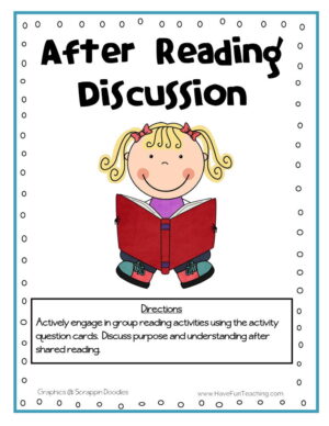 After Reading Discussion Cards Activity