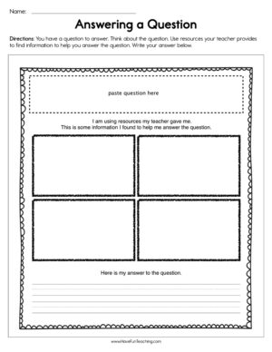 Answering a Question Worksheet