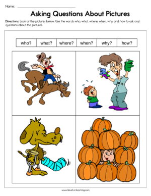 Asking Questions About Pictures Worksheet