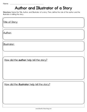Author and Illustrator of a Story Worksheet
