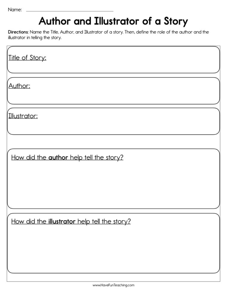 Author and Illustrator of a Story Worksheet