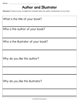Author and Illustrator Worksheet