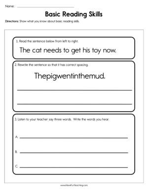 Basic Reading Skills Worksheet