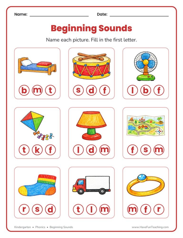 Beginning Sounds Worksheet