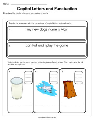 Capital Letters and Punctuation Worksheet