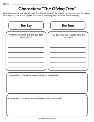 Characters The Giving Tree Worksheet