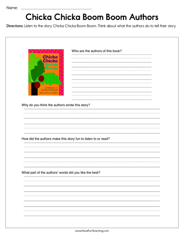 Chicka Chicka Boom Boom Authors Worksheet