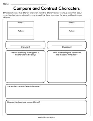 Compare and Contrast Characters Worksheet