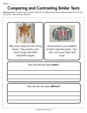 Compare and Contrast Similar Texts Worksheet