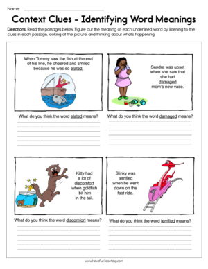 Context Clues Identifying Word Meaning Worksheet
