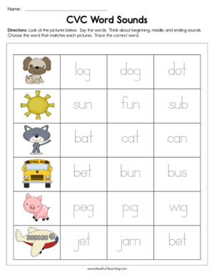 CVC Word Sounds Worksheet