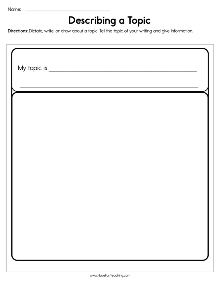 Describing a Topic Worksheet