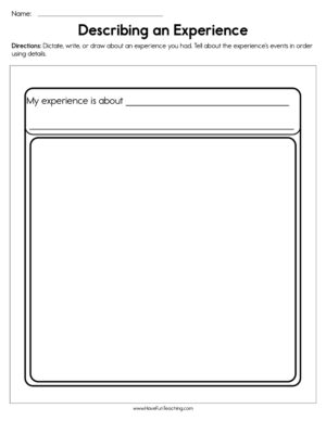 Describing An Experience Worksheet