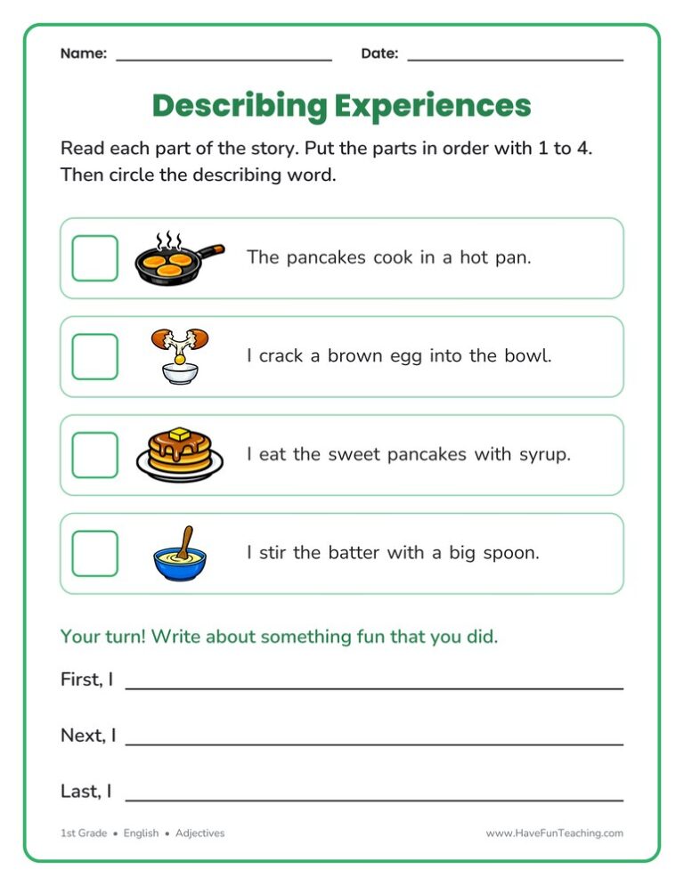 Describing Experiences Worksheet