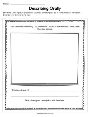 Describing Orally Worksheet