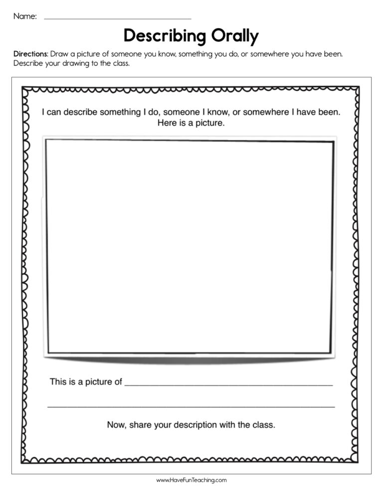 Describing Orally Worksheet