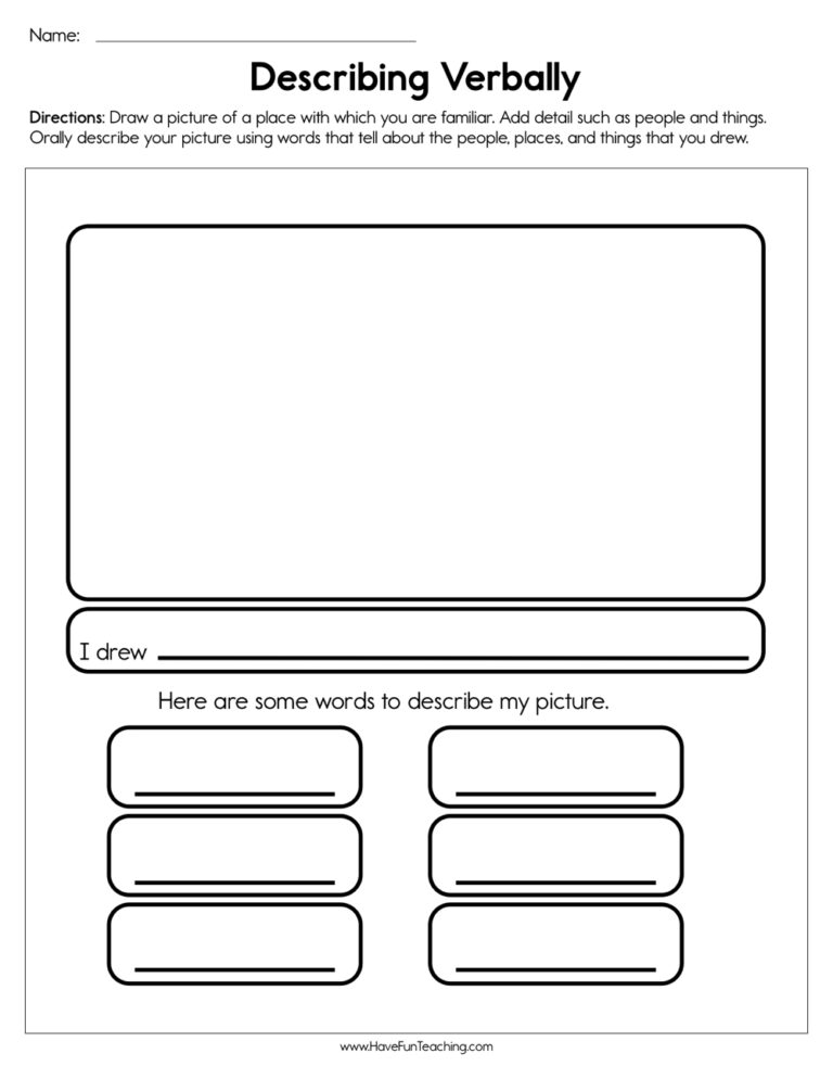 Describing Verbally Worksheet
