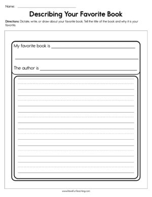 Describing Your Favorite Book Worksheet