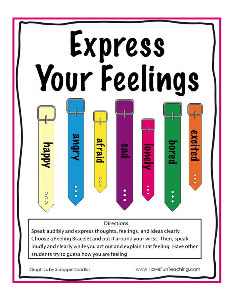 Express Your Feelings Character Education Activity