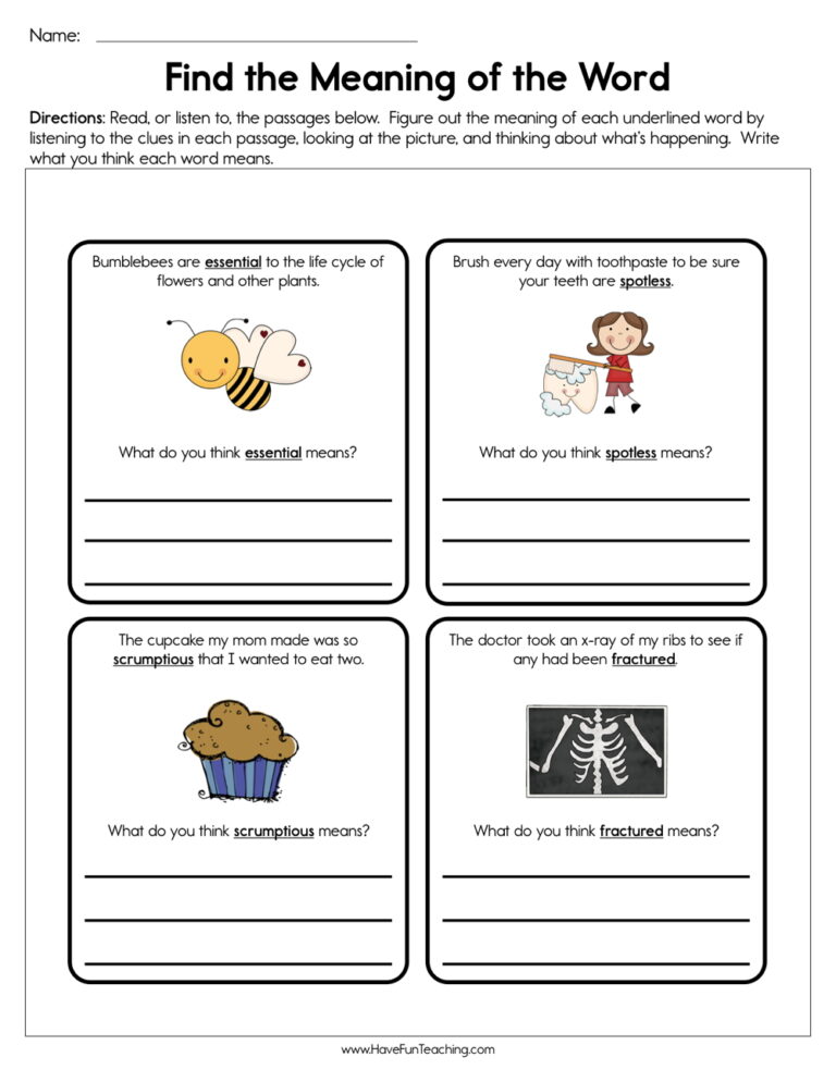 Find the Meaning of the Word Worksheet
