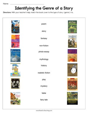 Identifying the Genre of a Story Worksheet