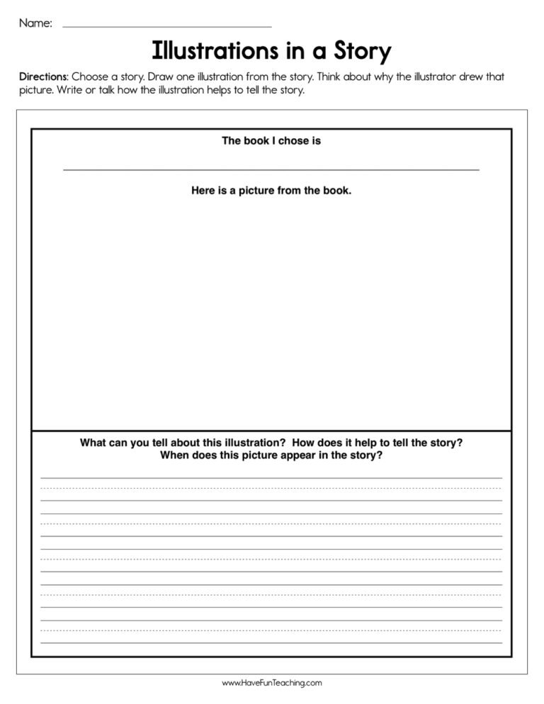 Illustrations in a Story Worksheet