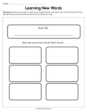 Learning New Words Worksheet