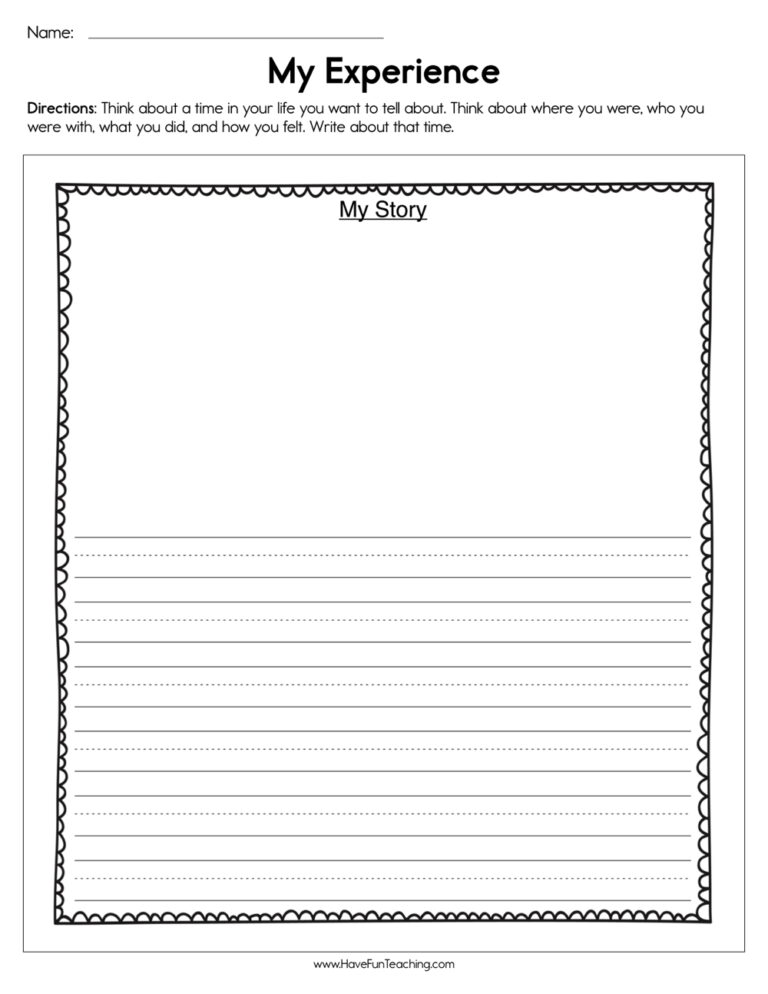 My Experience Worksheet
