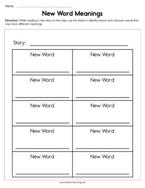 New Word Meanings Worksheet