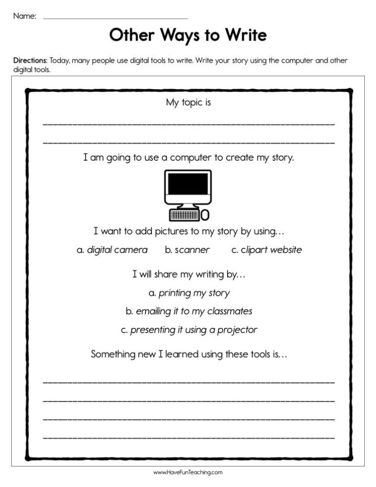 Other Ways to Write Worksheet