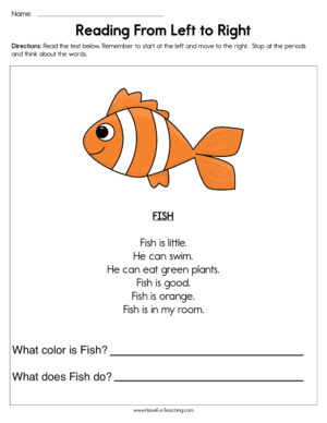 Reading Sentences from Left to Right Worksheet
