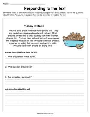 Responding to the Text Worksheet