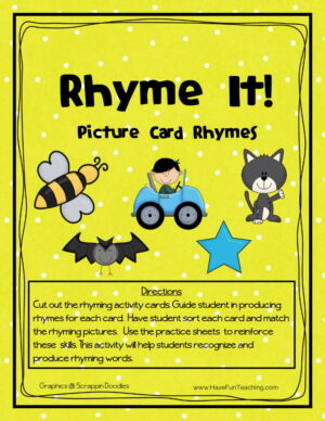 Rhyme It Picture Cards Rhyming Activity