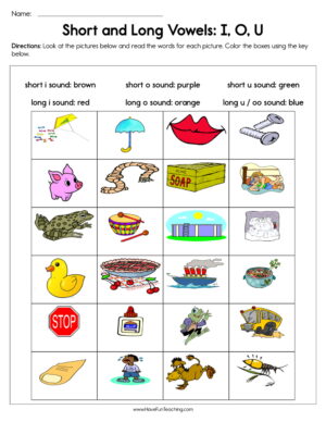 Short and Long Vowels I O U Worksheet