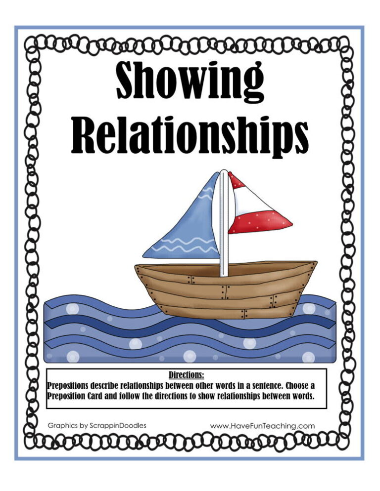 Showing Relationships Prepositions Activity