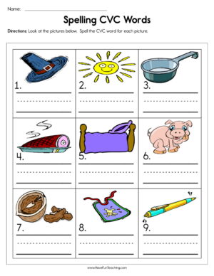 Spelling CVC Words Worksheet