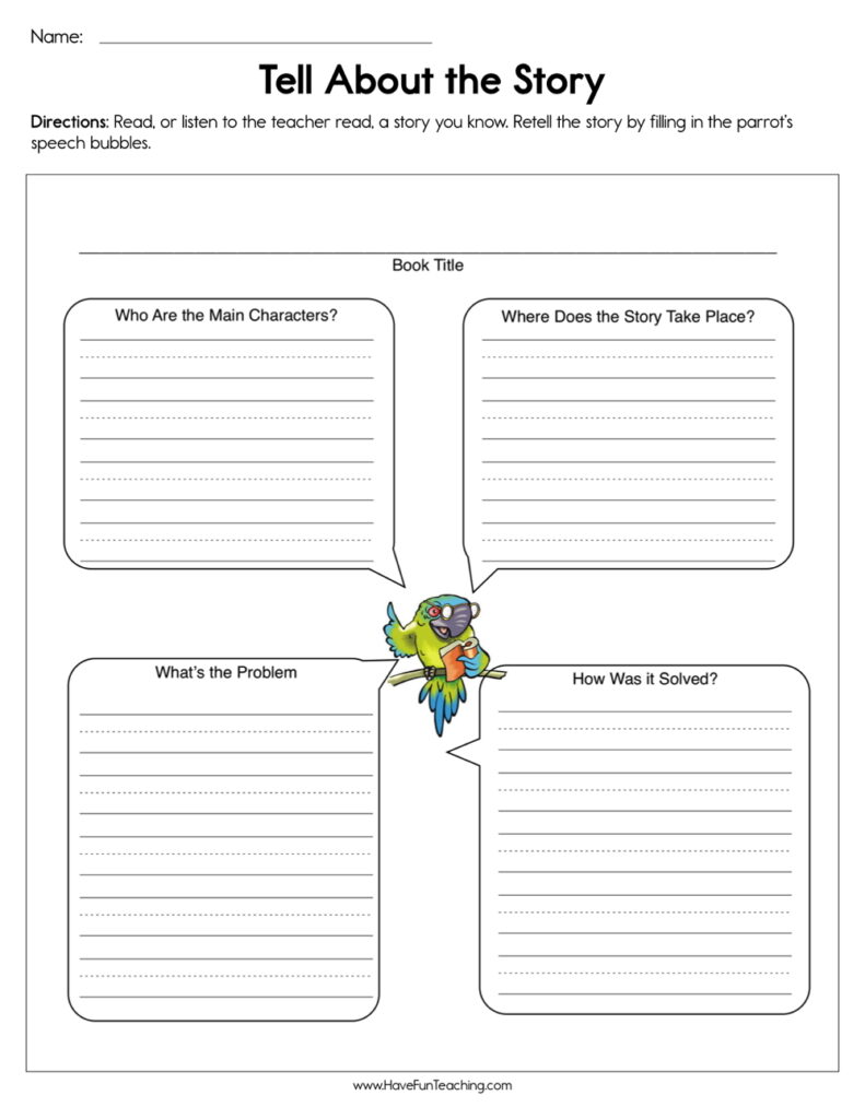 Tell About the Story Worksheet - Have Fun Teaching