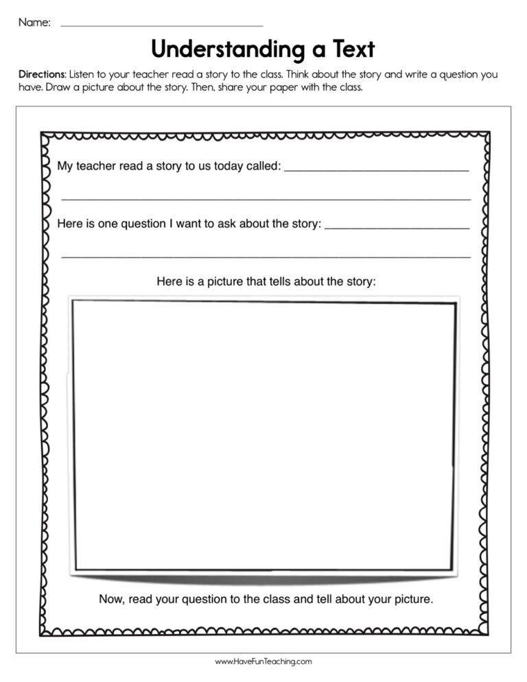 Understanding a Text Worksheet