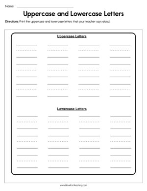 Uppercase and Lowercase Letters Worksheet