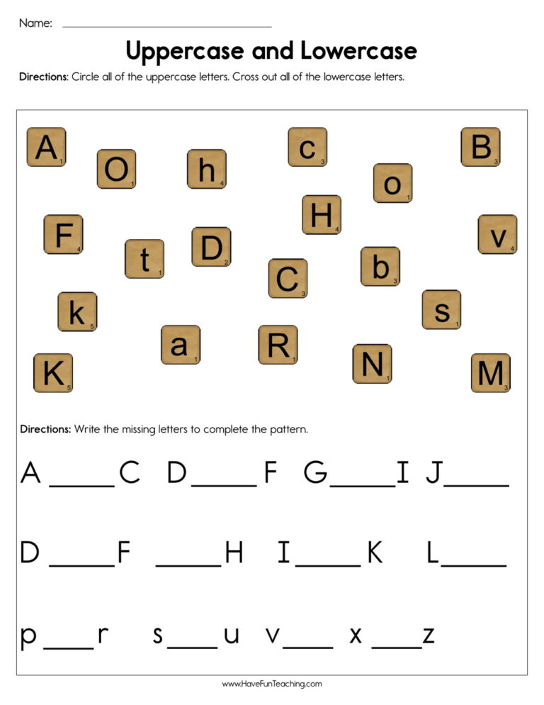 Uppercase and Lowercase Worksheet