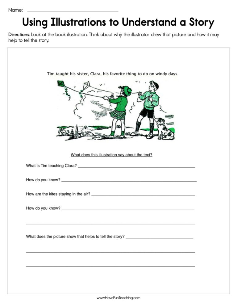 Using Illustrations to Understand a Story Worksheet