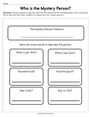 Who is the Mystery Person Worksheet