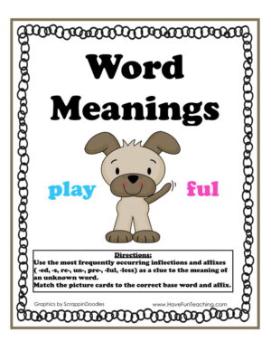 Word Meanings Affixes Activity