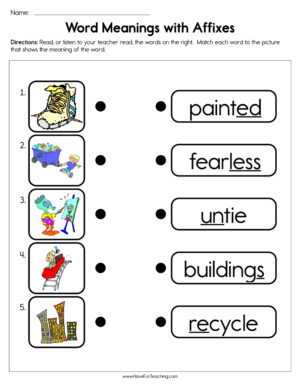 Word Meanings with Affixes Worksheet