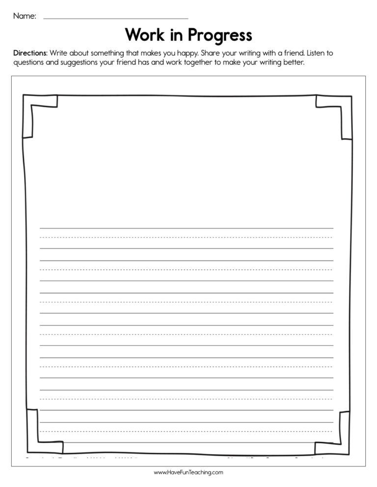 Work in Progress Worksheet