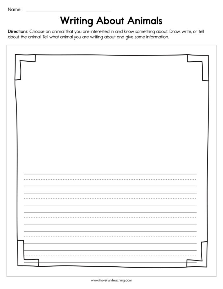 Writing about Animals Worksheet