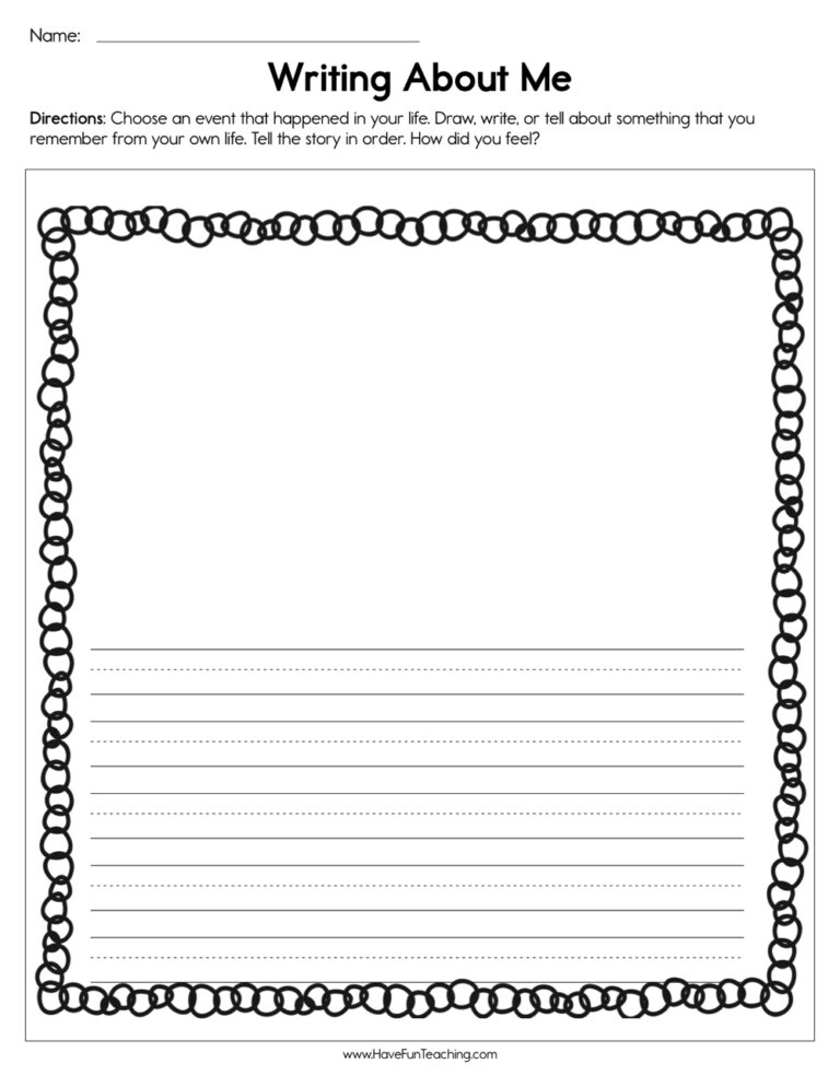 Writing about Me Worksheet