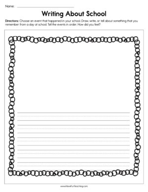 Writing about School Worksheet