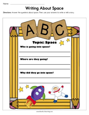 Writing about Space Worksheet