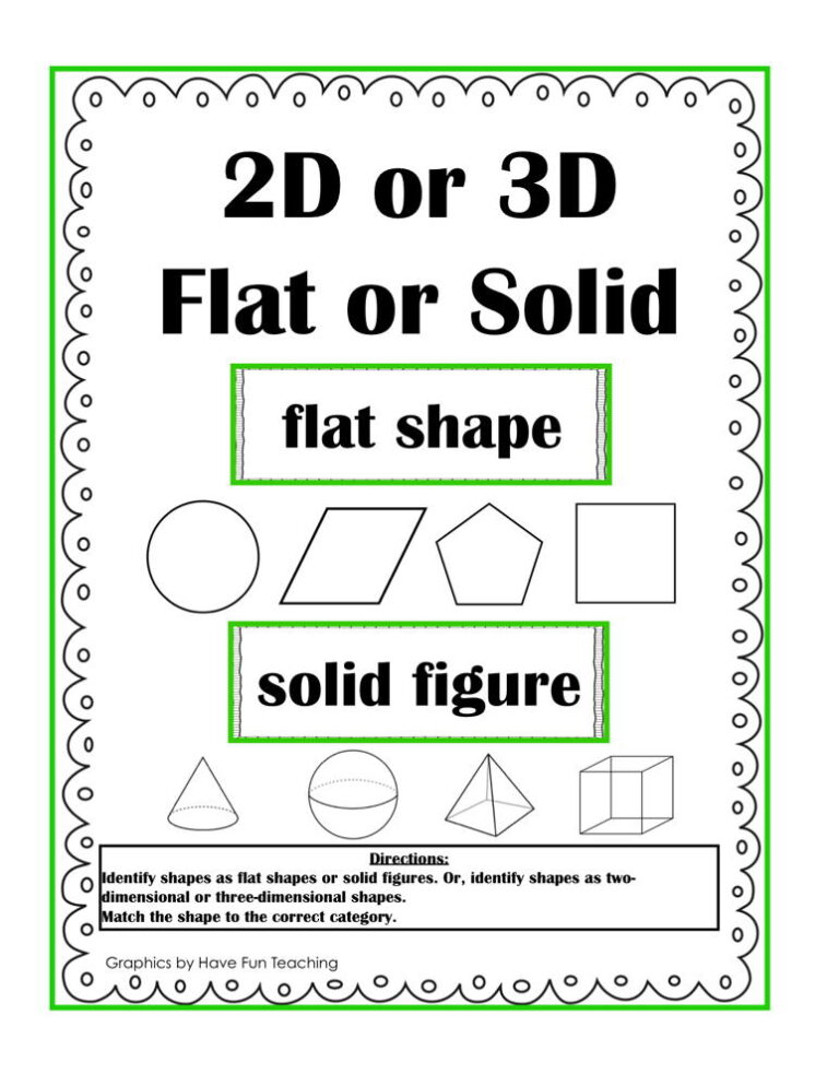 2D 3D Flat Shapes Solid Figures Activity